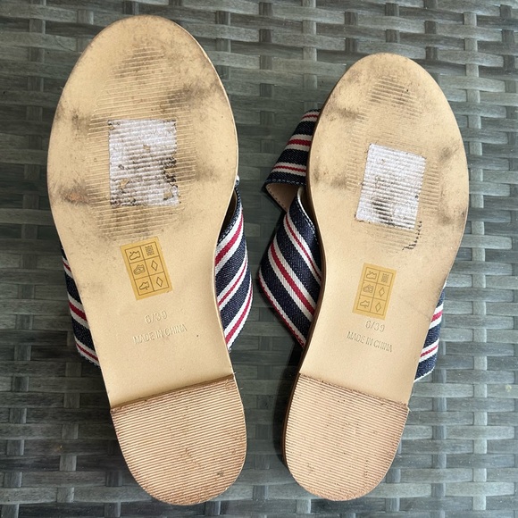 TOPSHOP Hibiscus Espadrille Flat Slide Sandal 6/39 8 Red White Blue Striped - Picture 6 of 8
